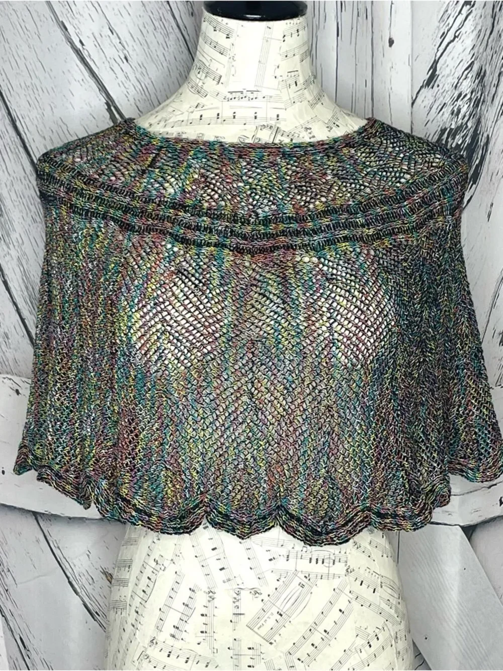 Crochet Poncho/Shawl Short Multicolored